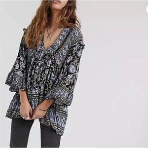 Free People "Treehouse" Mixed Floral Print Tunic - S